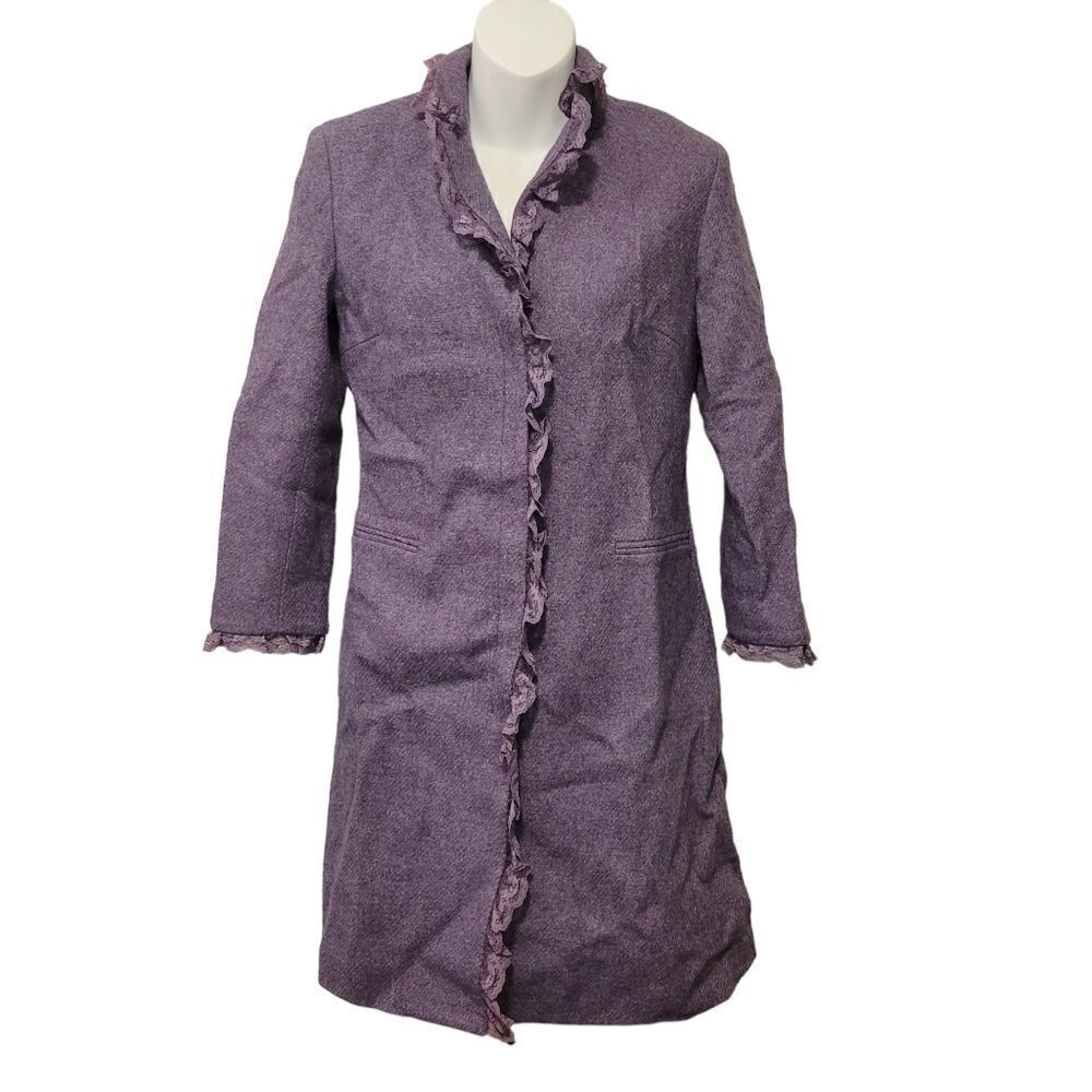 2/$20 Vintage Y2K 65% Wool Purple Coat Jacket Size: XXS